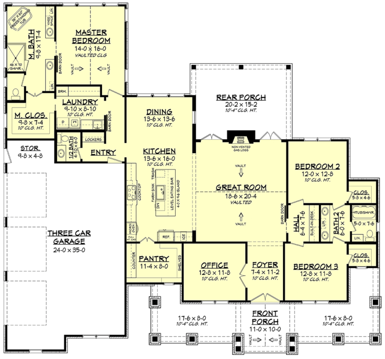 Country Plan With Wrap Around Porch And Huge Cars Garage House Design